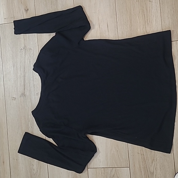 Reitmans Black Ribbed Long Sleeve Top 90% Viscose Size Large - Picture 5 of 5